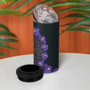 Afro Violets Flowers 4 in 1 Can Cooler Tumbler Mix Native Tribal Pattern