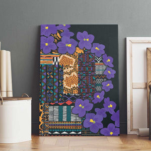 Afro Violets Flowers Canvas Wall Art Mix Native Tribal Pattern