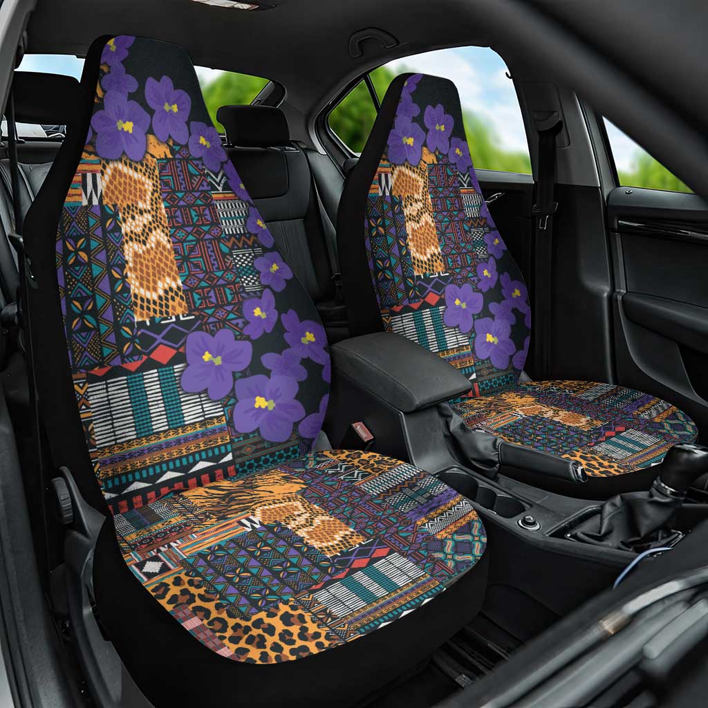 Afro Violets Flowers Car Seat Cover Mix Native Tribal Pattern