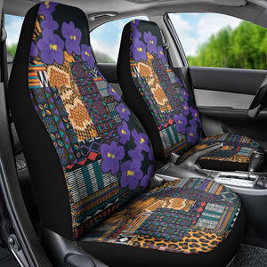 Afro Violets Flowers Car Seat Cover Mix Native Tribal Pattern