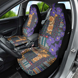 Afro Violets Flowers Car Seat Cover Mix Native Tribal Pattern