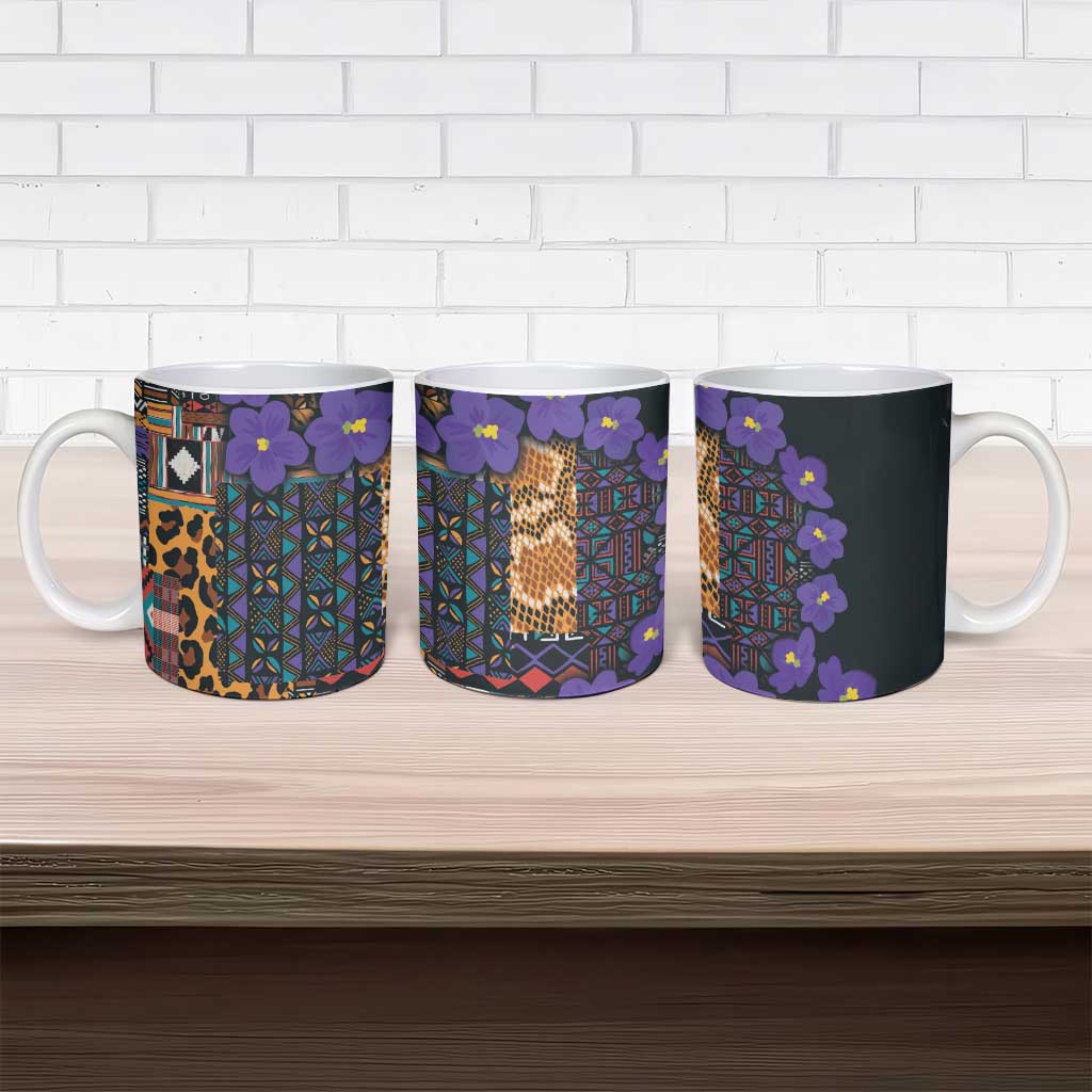 Africa Violets Flowers Ceramic Mug Mix Native Tribal Pattern