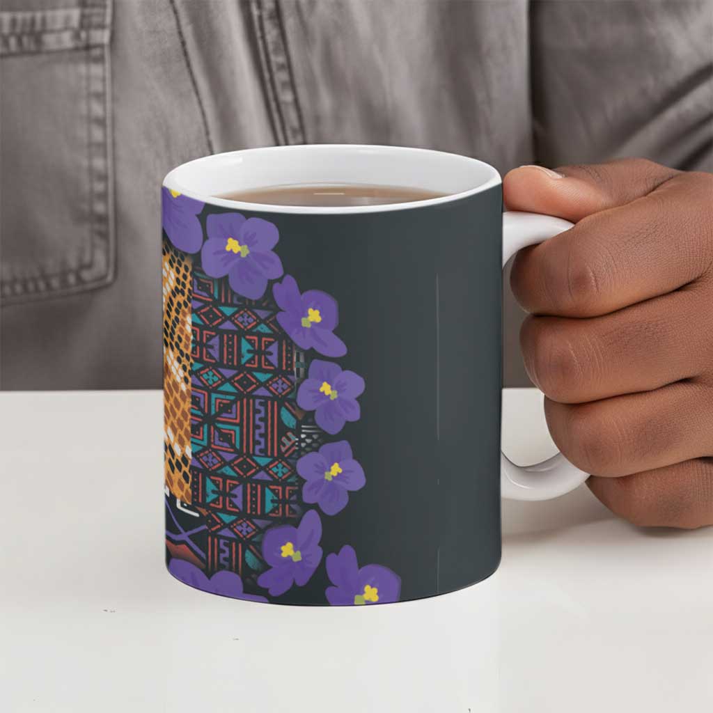 Africa Violets Flowers Ceramic Mug Mix Native Tribal Pattern