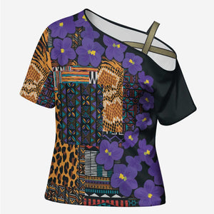 Africa Violets Flowers Cross Shoulder Shirt Mix Native Tribal Pattern