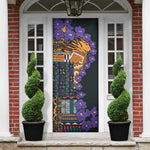 Africa Violets Flowers Door Cover Mix Native Tribal Pattern