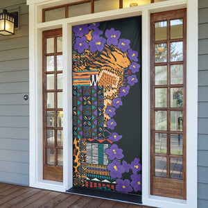 Africa Violets Flowers Door Cover Mix Native Tribal Pattern