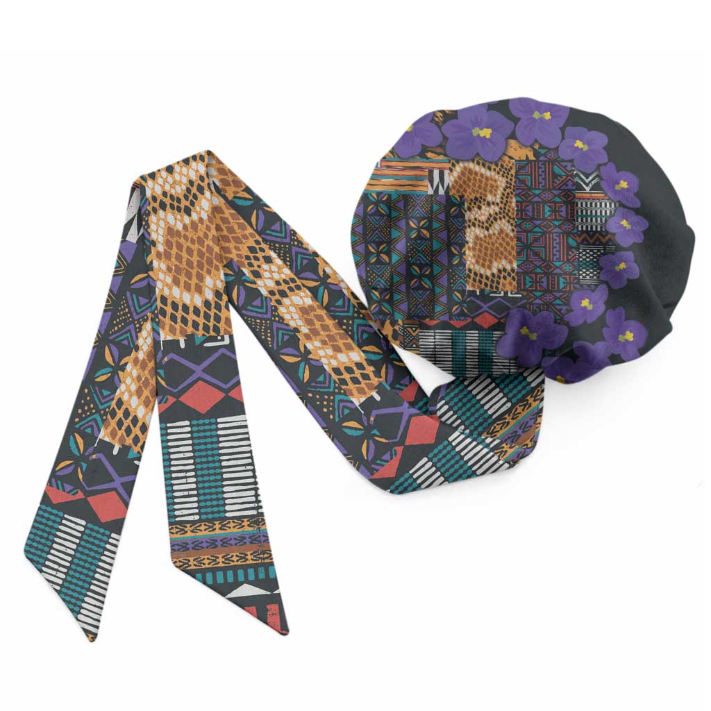Africa Violets Flowers Easy Headwrap Mix Native Tribal Pattern