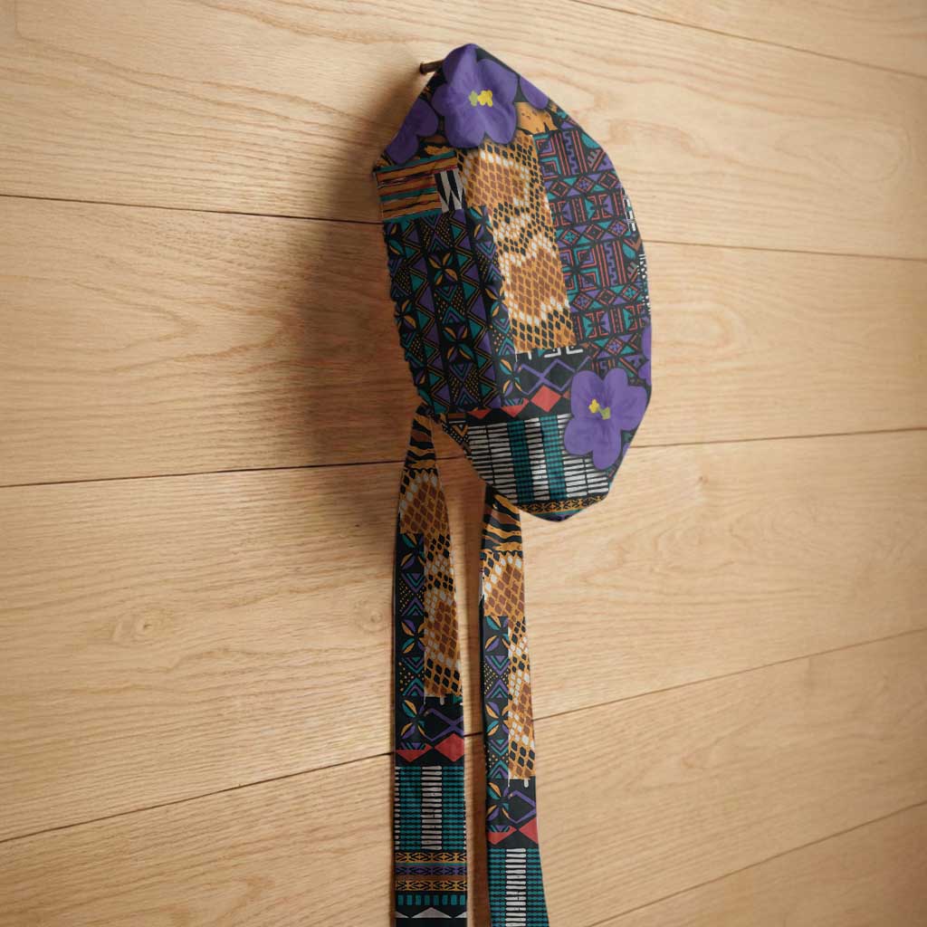 Africa Violets Flowers Easy Headwrap Mix Native Tribal Pattern