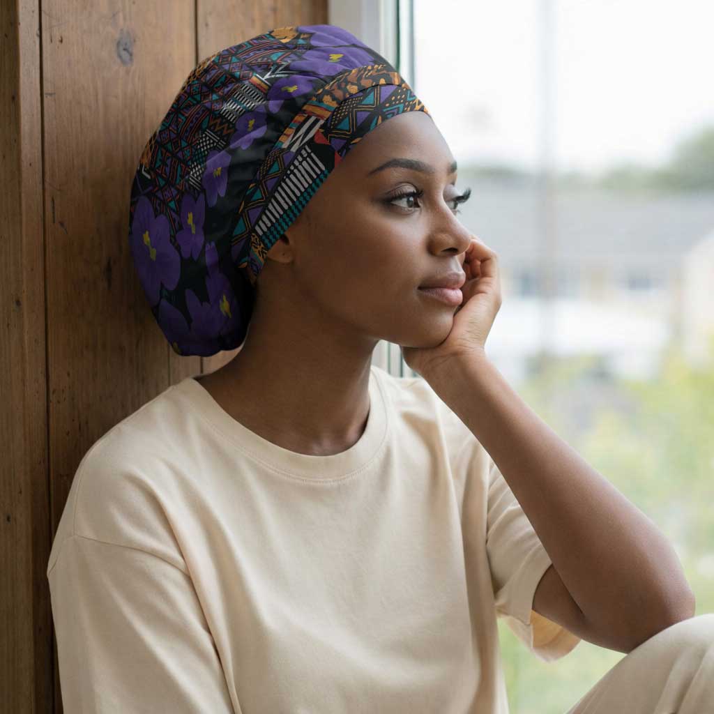 Africa Violets Flowers Easy Headwrap Mix Native Tribal Pattern