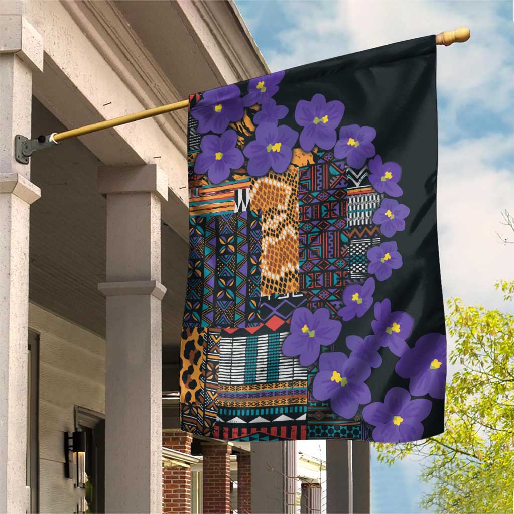 Afro Violets Flowers Garden Flag Mix Native Tribal Pattern