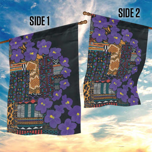 Afro Violets Flowers Garden Flag Mix Native Tribal Pattern