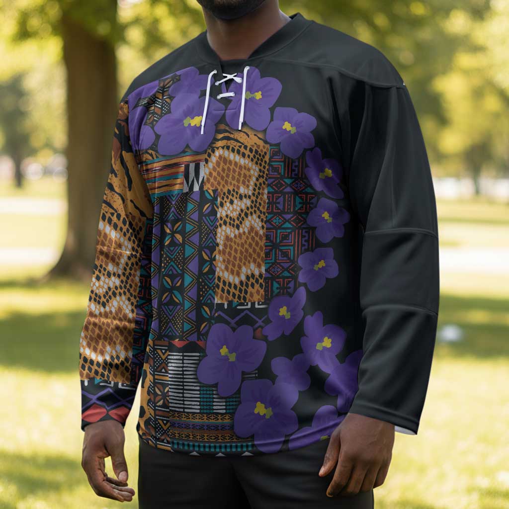 Africa Violets Flowers Hockey Jersey Mix Native Tribal Pattern