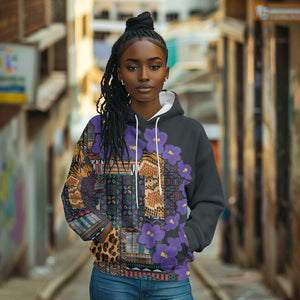 Afro Violets Flowers Hoodie Mix Native Tribal Pattern