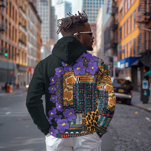 Afro Violets Flowers Hoodie Mix Native Tribal Pattern