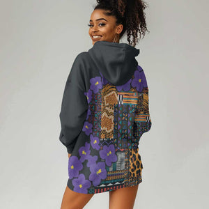 Afro Violets Flowers Hoodie Dress Mix Native Tribal Pattern