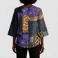 Africa Violets Flowers Kimono Sleeve Blouse Mix Native Tribal Pattern