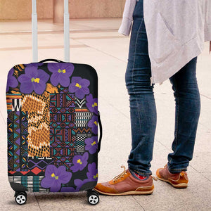 Afro Violets Flowers Luggage Cover Mix Native Tribal Pattern