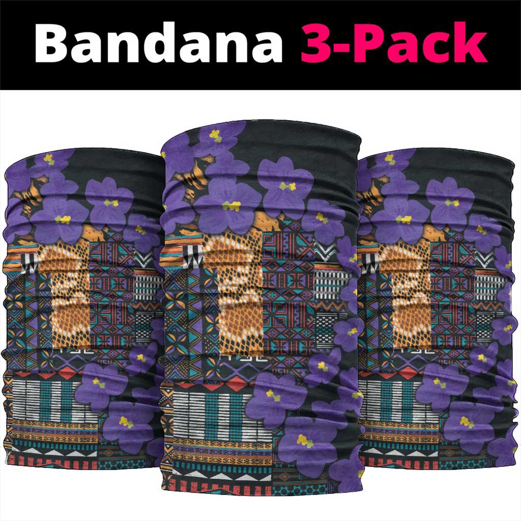 Afro Violets Flowers Neck Gaiter Mix Native Tribal Pattern LT9
