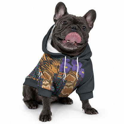 Africa Violets Flowers Pet Hoodie Mix Native Tribal Pattern
