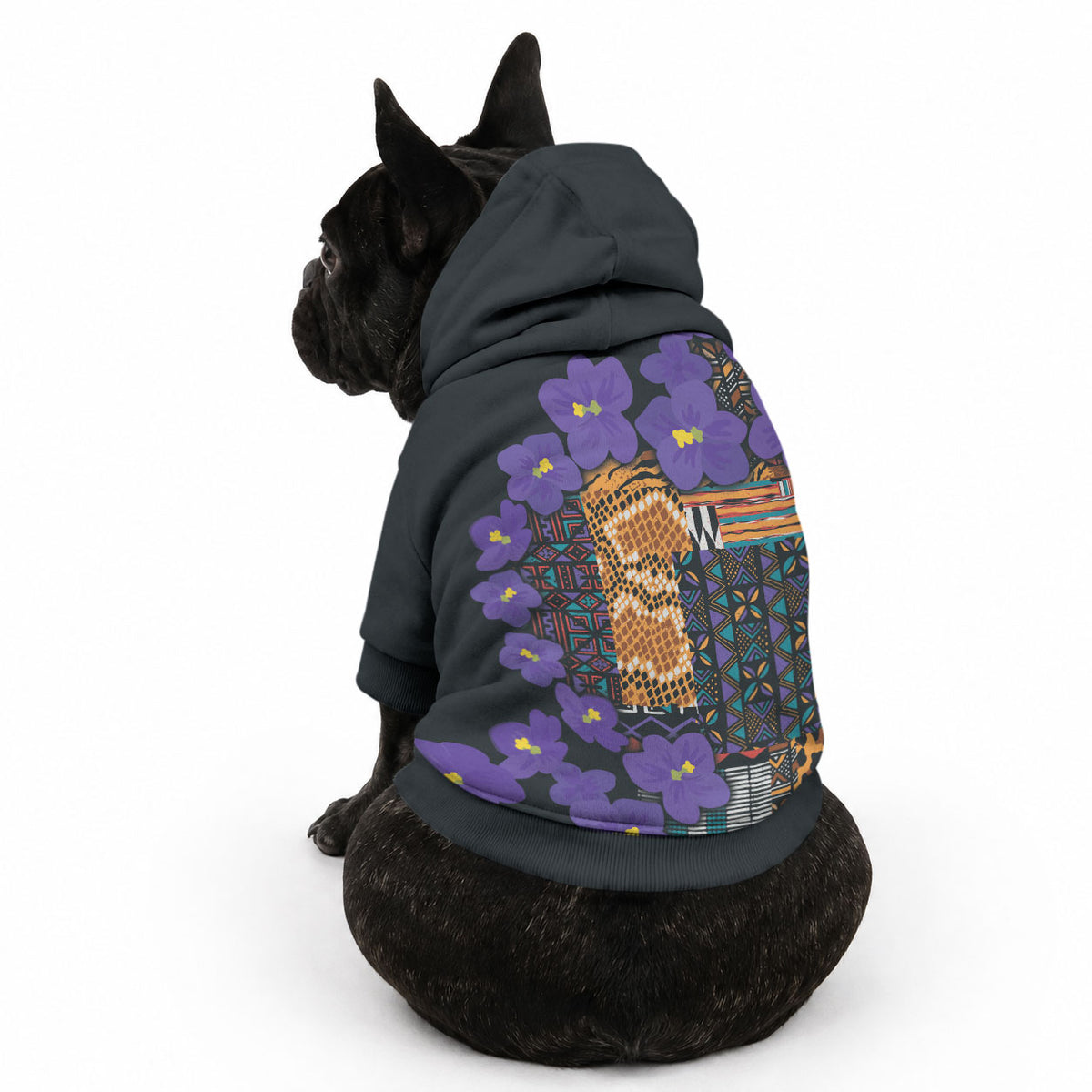 Africa Violets Flowers Pet Hoodie Mix Native Tribal Pattern