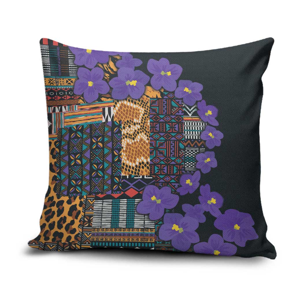 Africa Violets Flowers Pillow Cover Mix Native Tribal Pattern