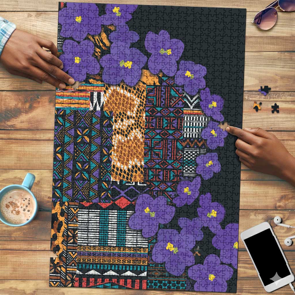 Africa Violets Flowers Puzzle Mix Native Tribal Pattern