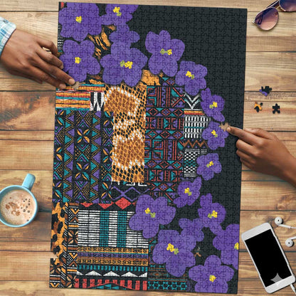 Africa Violets Flowers Puzzle Mix Native Tribal Pattern