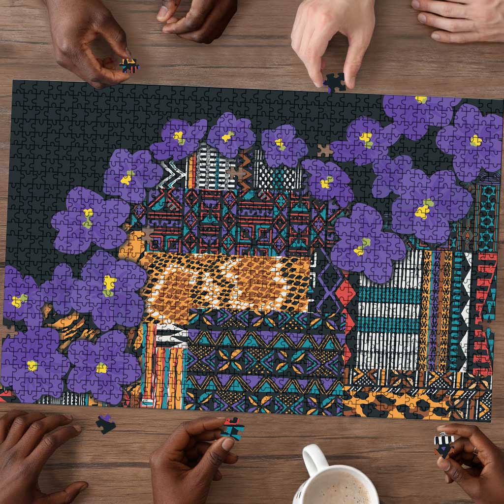 Africa Violets Flowers Puzzle Mix Native Tribal Pattern