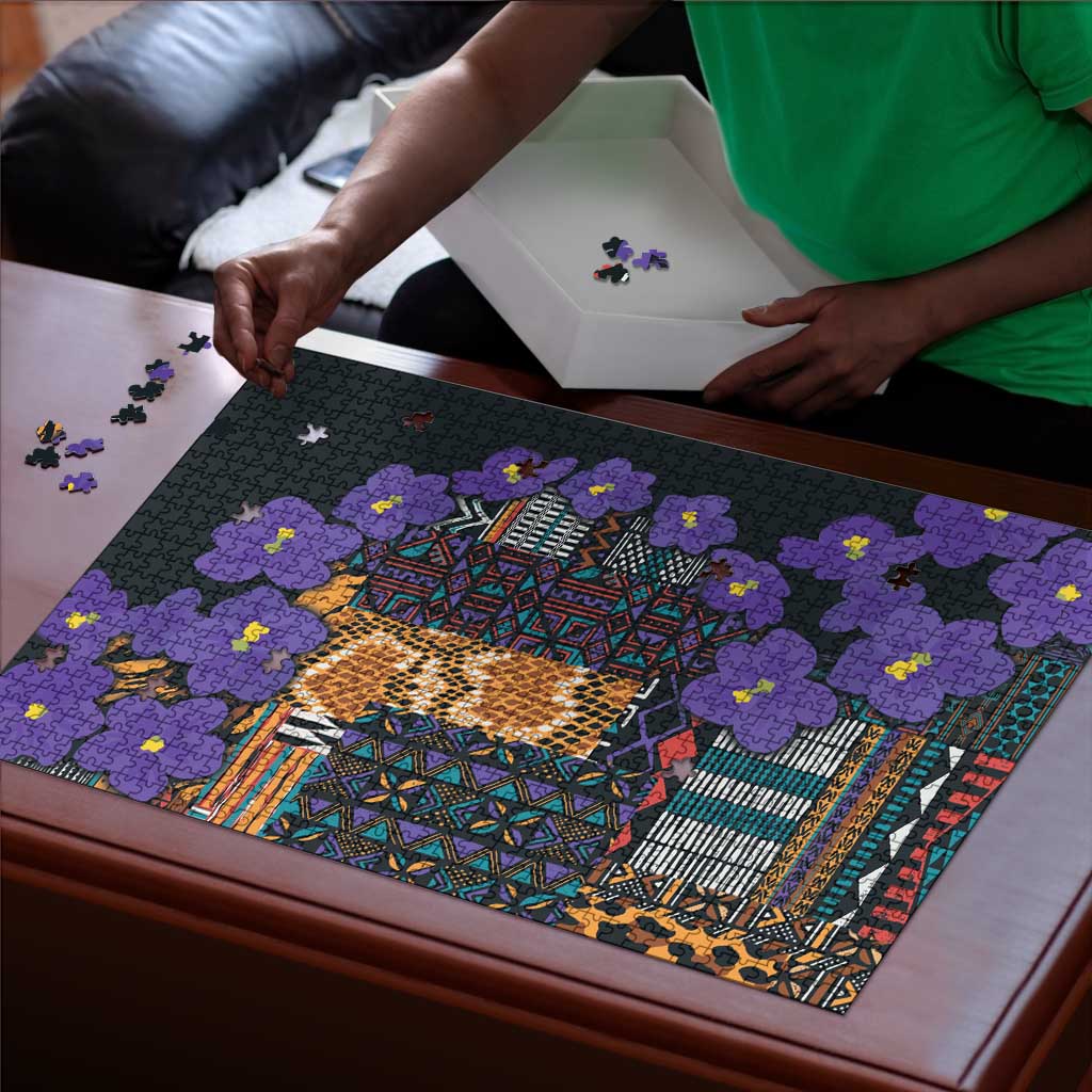 Africa Violets Flowers Puzzle Mix Native Tribal Pattern