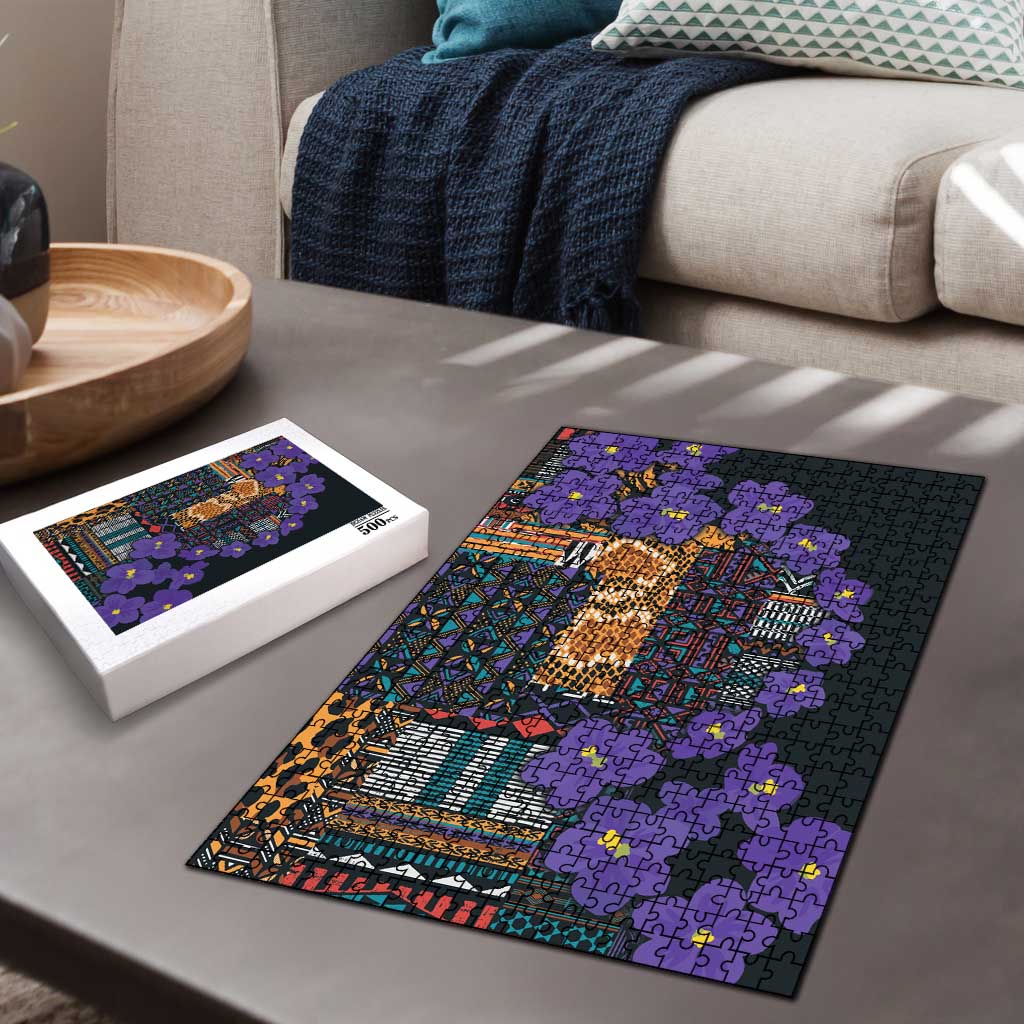 Africa Violets Flowers Puzzle Mix Native Tribal Pattern