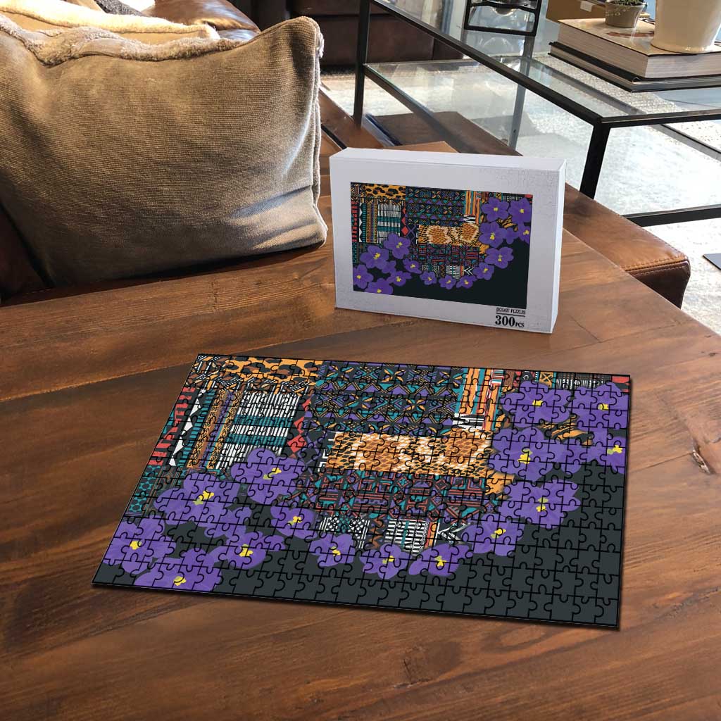 Africa Violets Flowers Puzzle Mix Native Tribal Pattern