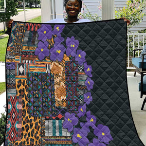 Afro Violets Flowers Quilt Mix Native Tribal Pattern