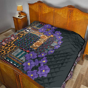 Afro Violets Flowers Quilt Mix Native Tribal Pattern