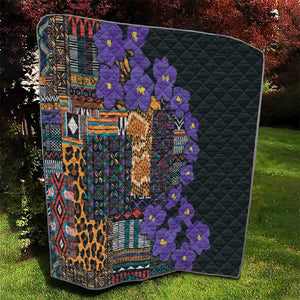 Afro Violets Flowers Quilt Mix Native Tribal Pattern