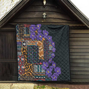 Afro Violets Flowers Quilt Mix Native Tribal Pattern