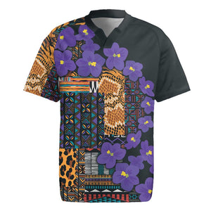 Afro Violets Flowers Rugby Jersey Mix Native Tribal Pattern