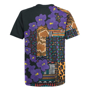 Afro Violets Flowers Rugby Jersey Mix Native Tribal Pattern