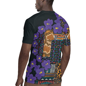 Afro Violets Flowers Rugby Jersey Mix Native Tribal Pattern