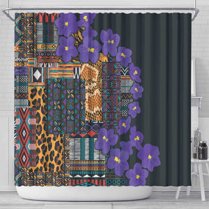 Afro Violets Flowers Shower Curtain Mix Native Tribal Pattern