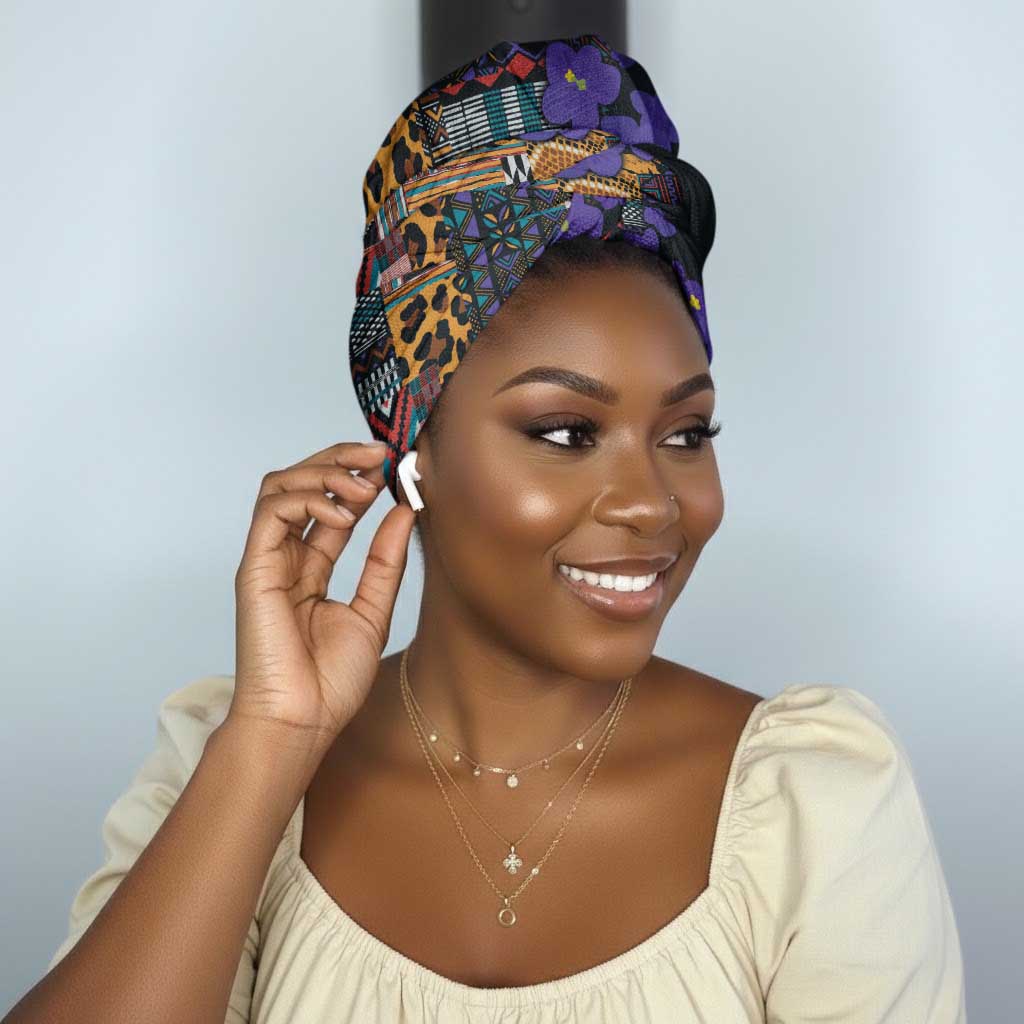Africa Violets Flowers Simple Headwrap Mix Native Tribal Pattern