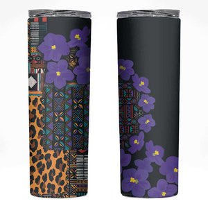 Afro Violets Flowers Skinny Tumbler Mix Native Tribal Pattern