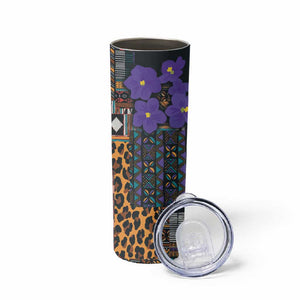 Afro Violets Flowers Skinny Tumbler Mix Native Tribal Pattern