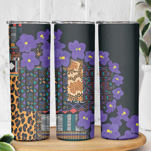 Afro Violets Flowers Skinny Tumbler Mix Native Tribal Pattern