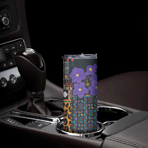 Afro Violets Flowers Skinny Tumbler Mix Native Tribal Pattern