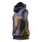 Afro Violets Flowers Sleeveless Hoodie Mix Native Tribal Pattern - African Pride