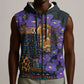 Afro Violets Flowers Sleeveless Zip Hoodie Mix Native Tribal Pattern - African Pride