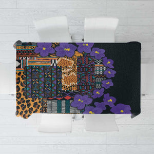 Afro Violets Flowers Tablecloth Mix Native Tribal Pattern