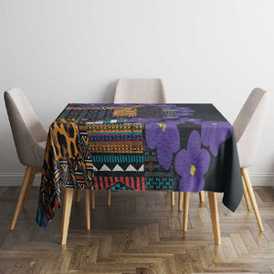 Afro Violets Flowers Tablecloth Mix Native Tribal Pattern