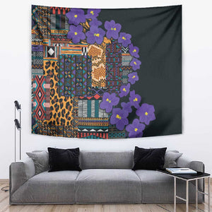 Afro Violets Flowers Tapestry Mix Native Tribal Pattern