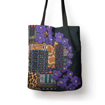 Africa Violets Flowers Tote Bag Mix Native Tribal Pattern